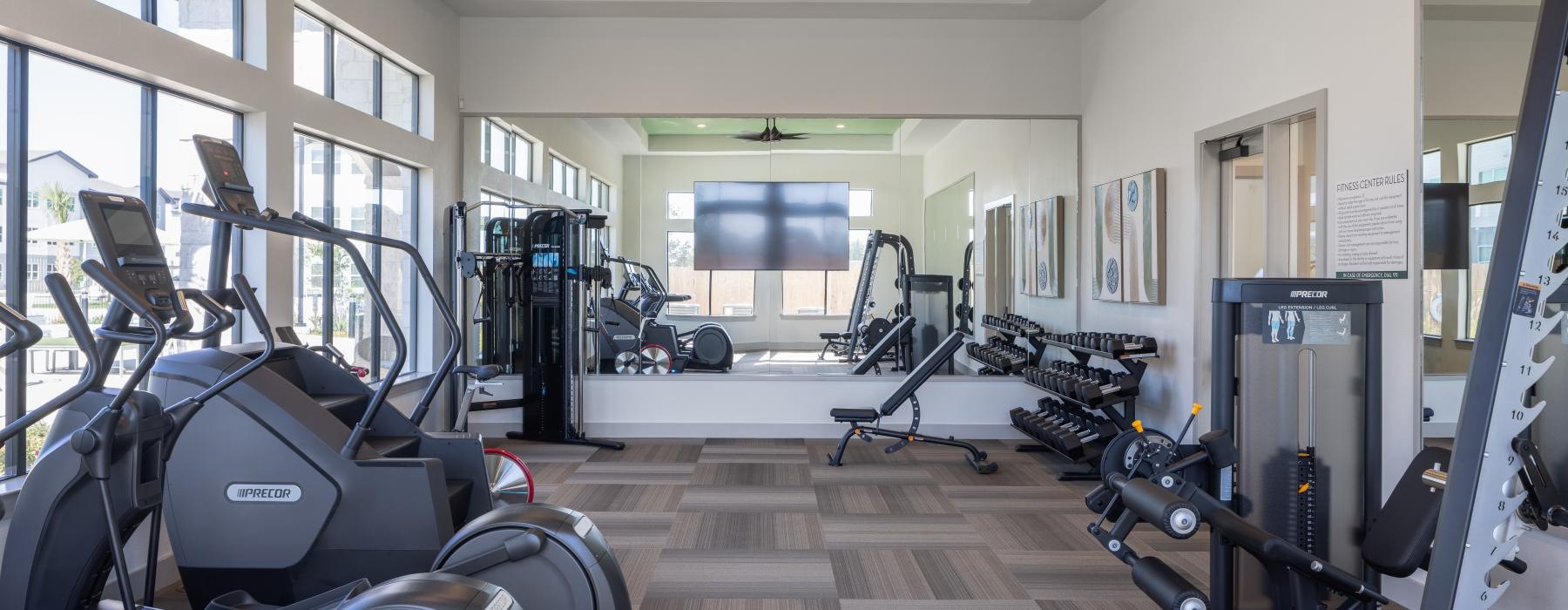 a room with exercise equipment